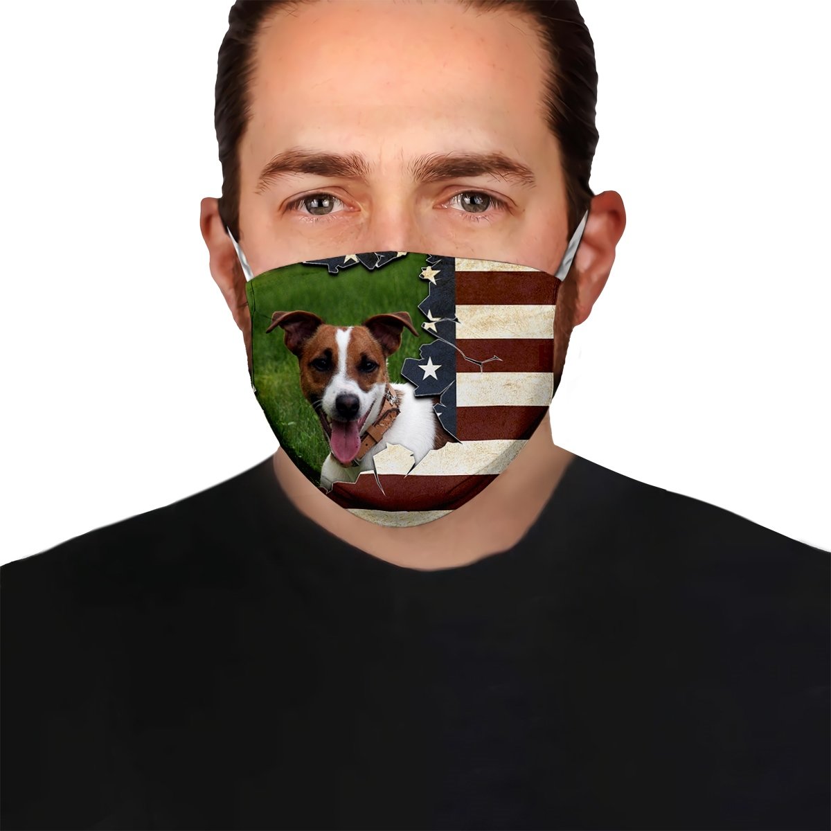 Jack Russell Terrier With American Flag EZ08 1006 Face Mask