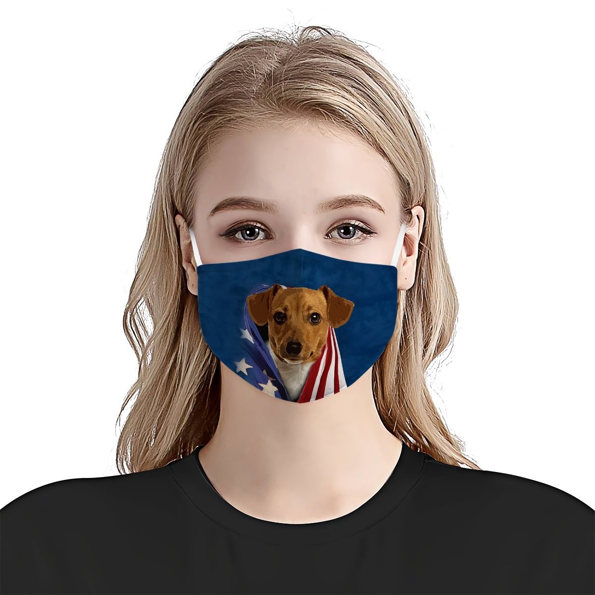 Jack Russell Terrier In American Flag EZ01 Face Mask