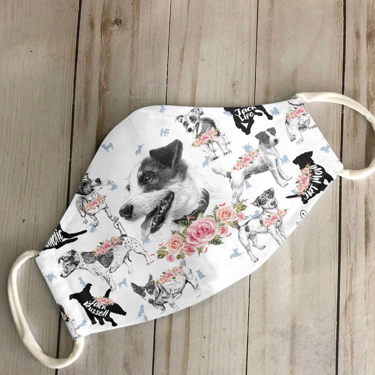 Jack Russell Terrier Floral Vintage EZ07 2606 Face Mask