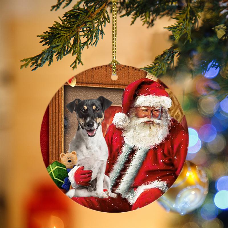 Jack Russell Terrier With Santa Christmas Ornament