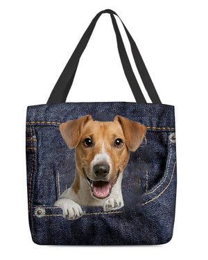 Jack Russell Terrier-Dark Denim-Cloth Tote Bag