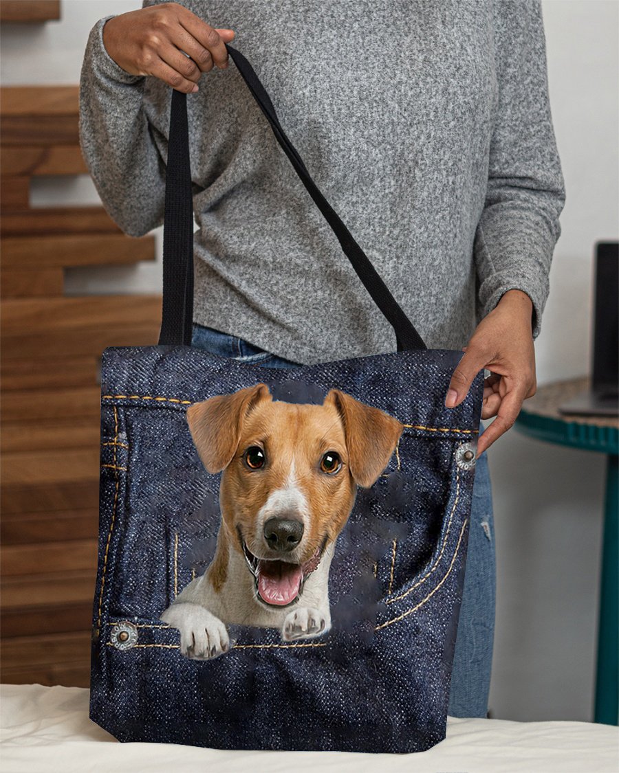 Jack Russell Terrier-Dark Denim-Cloth Tote Bag