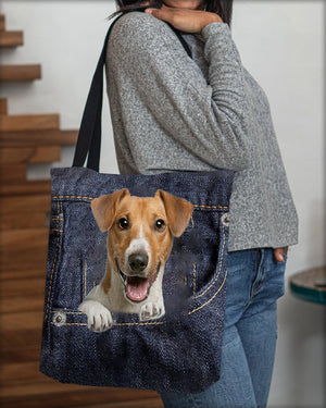 Jack Russell Terrier-Dark Denim-Cloth Tote Bag