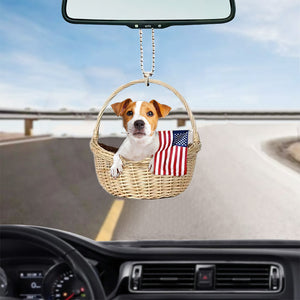 Jack Russell-With American Flag Two Sides Ornament