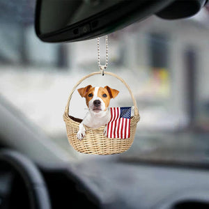 Jack Russell-With American Flag Two Sides Ornament