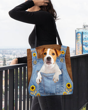 Jack Russell And Sunflower-Cloth Tote Bag