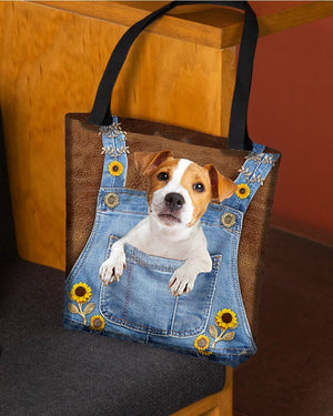 Jack Russell And Sunflower-Cloth Tote Bag