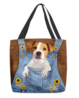 Jack Russell And Sunflower-Cloth Tote Bag