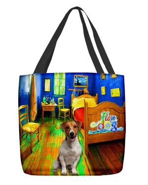 Jack Russell Terrier in the bedroom-Cloth Tote Bag