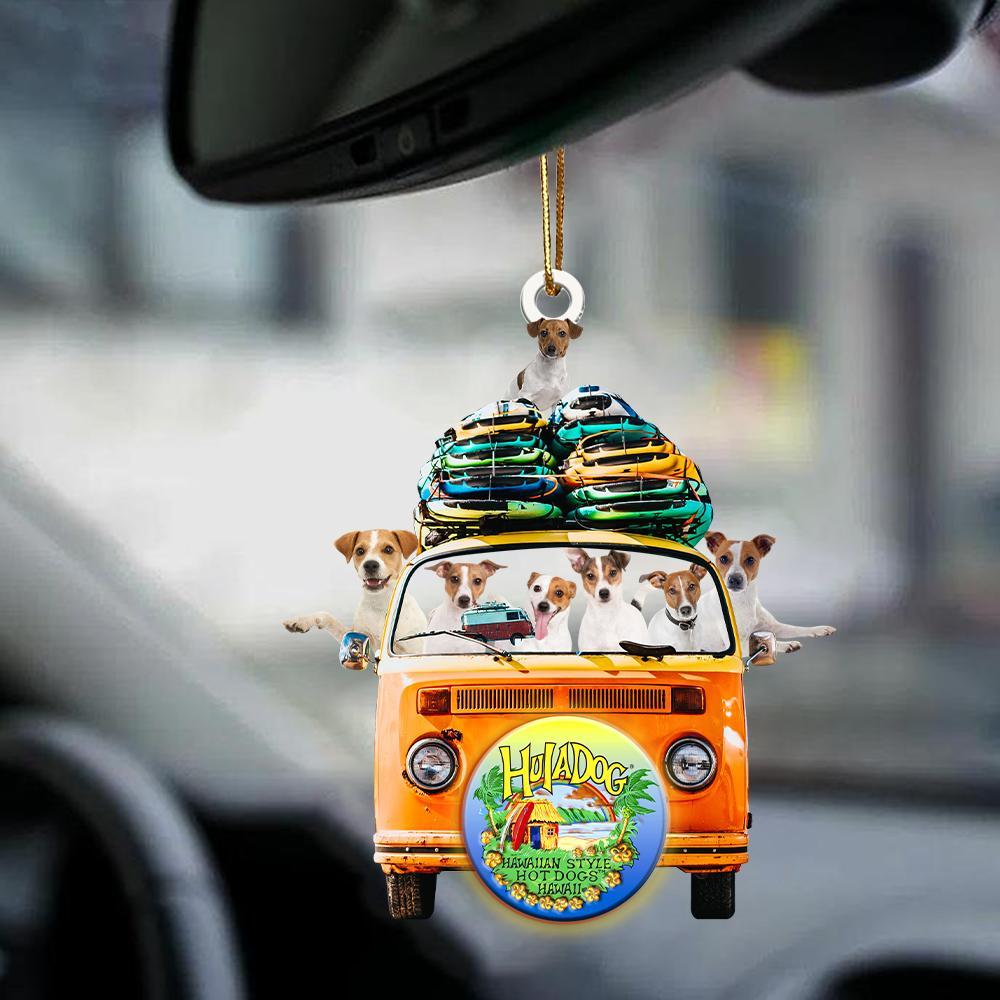 Jack Russell Terrier-Orange Hippie Van-Two Sided Ornament