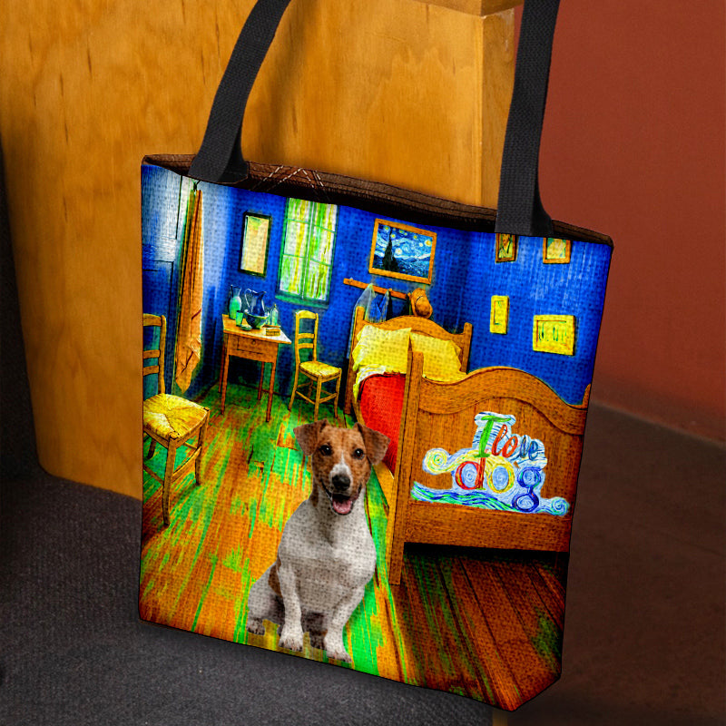 Jack Russell Terrier in the bedroom-Cloth Tote Bag