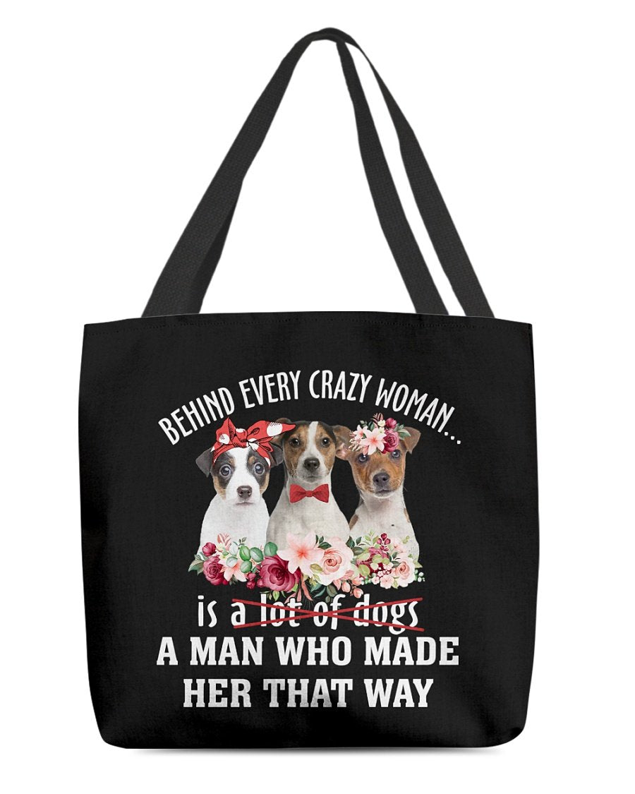 Jack Russell Terrier-Crazy Woman Cloth Tote Bag