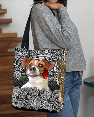 Jack Russell Terrier-Rose Cloth Tote Bag