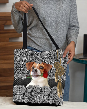 Jack Russell Terrier-Rose Cloth Tote Bag