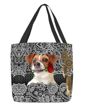 Jack Russell Terrier-Rose Cloth Tote Bag