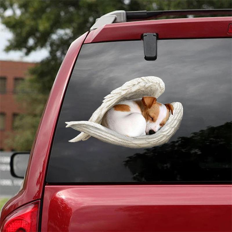 Jack Russell Terrier 2-sleeping angel CAR STICKER