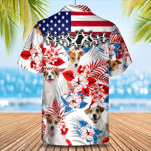 Jack Russell Terrier American Flag Hawaiian Shirt