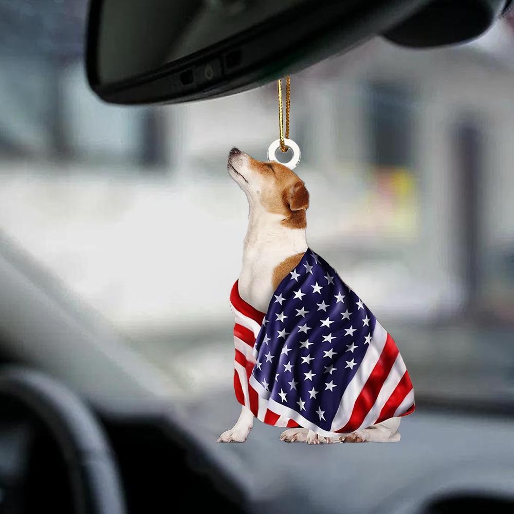 Jack Russell Terrier American Patriot Flag Two Sided Ornament