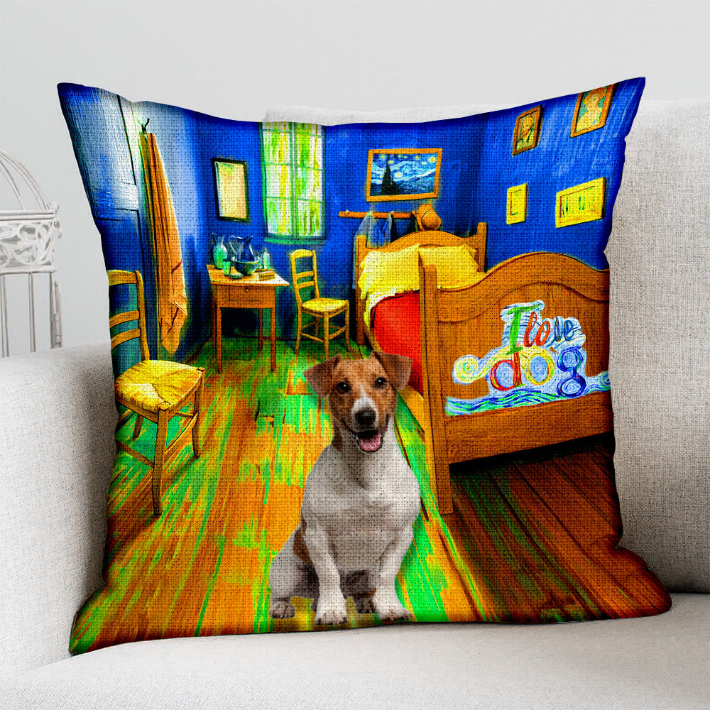 Jack Russell Terrier In the Bedroom-Pillow Case