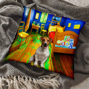 Jack Russell Terrier In the Bedroom-Pillow Case