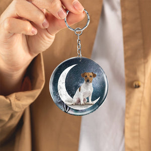 Jack Russell Terrier (8)-Stars and Moon-Round Resin Epoxy Metal Keychain