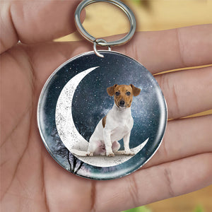 Jack Russell Terrier (8)-Stars and Moon-Round Resin Epoxy Metal Keychain