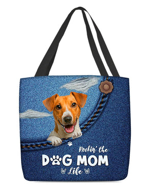 Jack Russell Terrier-Dog Mom Life-Cloth Tote Bag