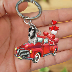 Japanese Chin-Red Sports Car flat Acrylic Keychain