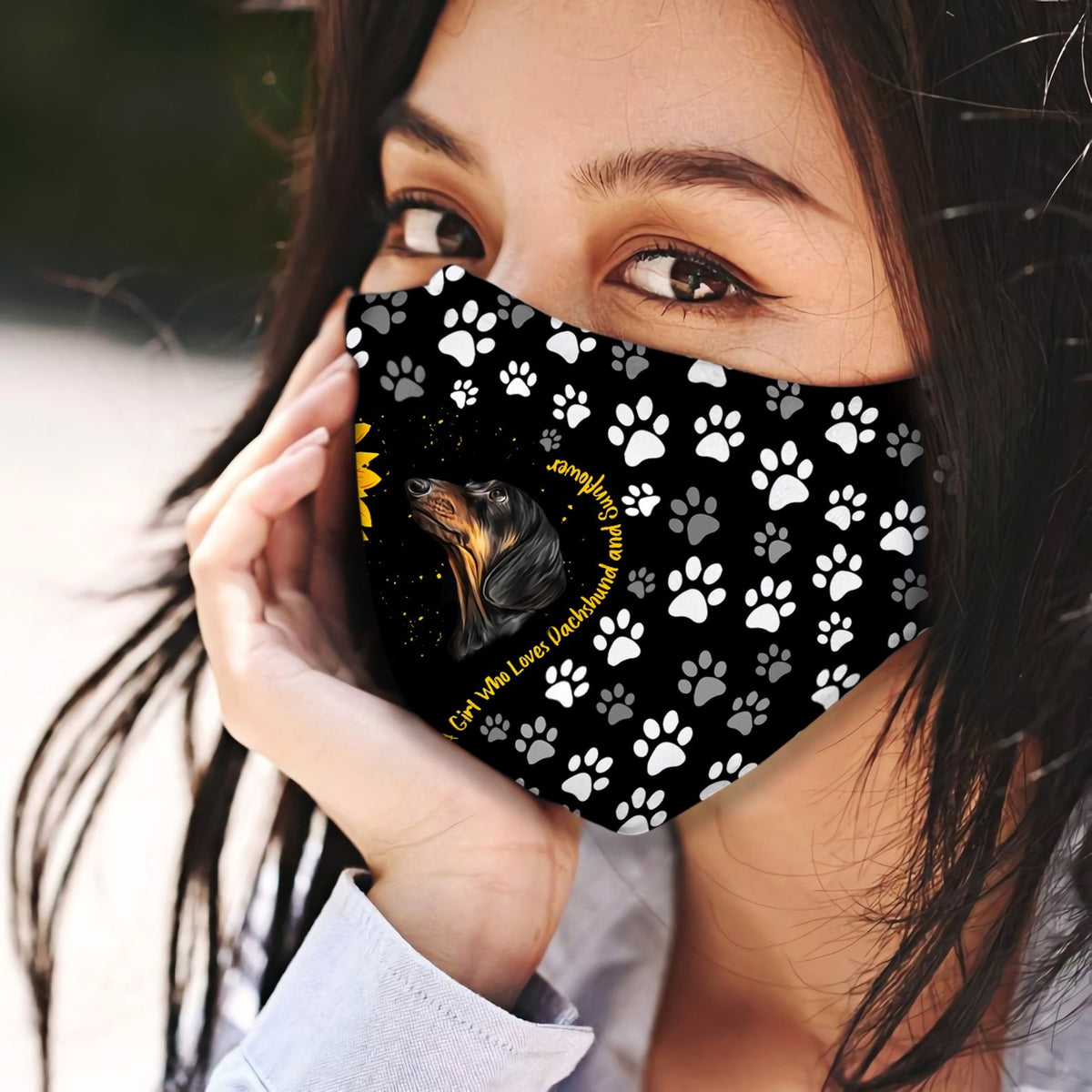 Just A Girl who loves Dachshund and Sunflower EZ03 2904 Face Mask