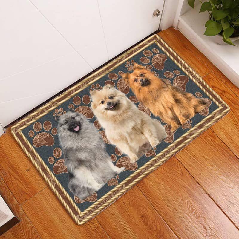 Keeshond-Flower Paw Doormat