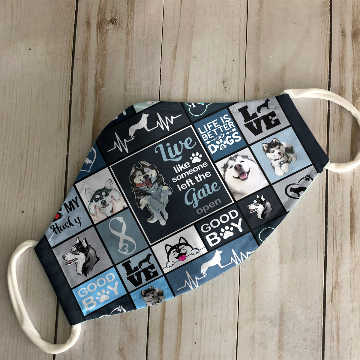 Live Like Someone Left The Gate Open Siberian Husky Dog Ez15 3007 Face Mask