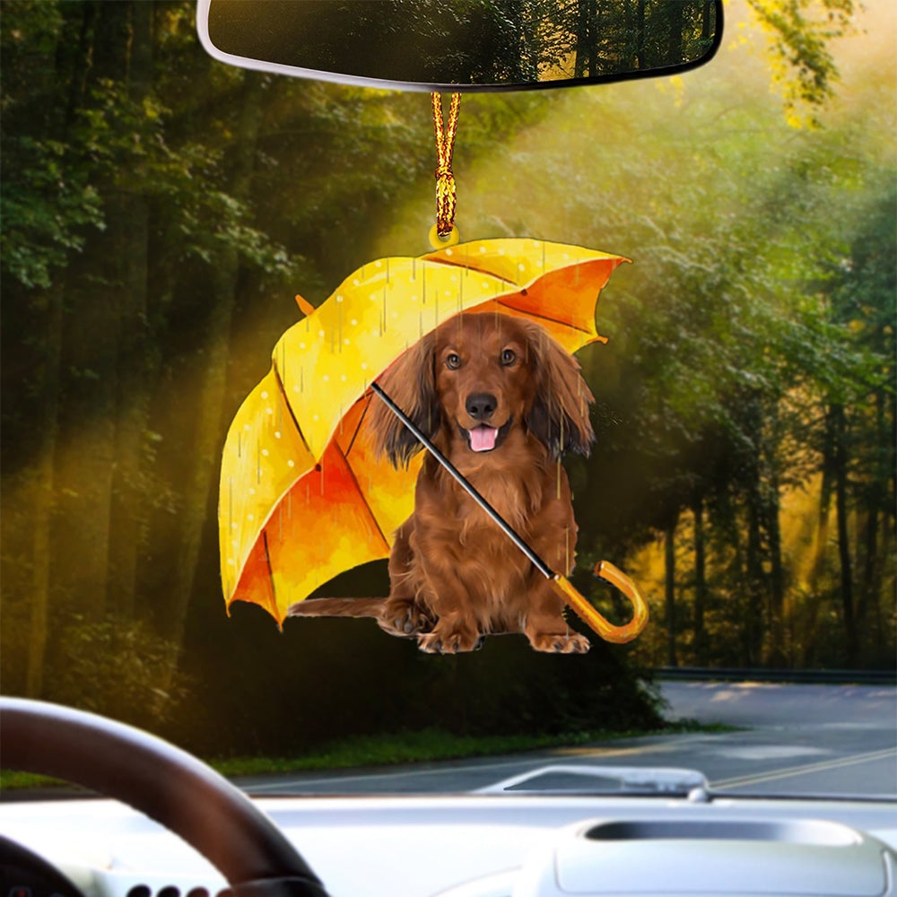 LONG HAIRED RED Dachshund-The Umbrella Two Sides Ornament