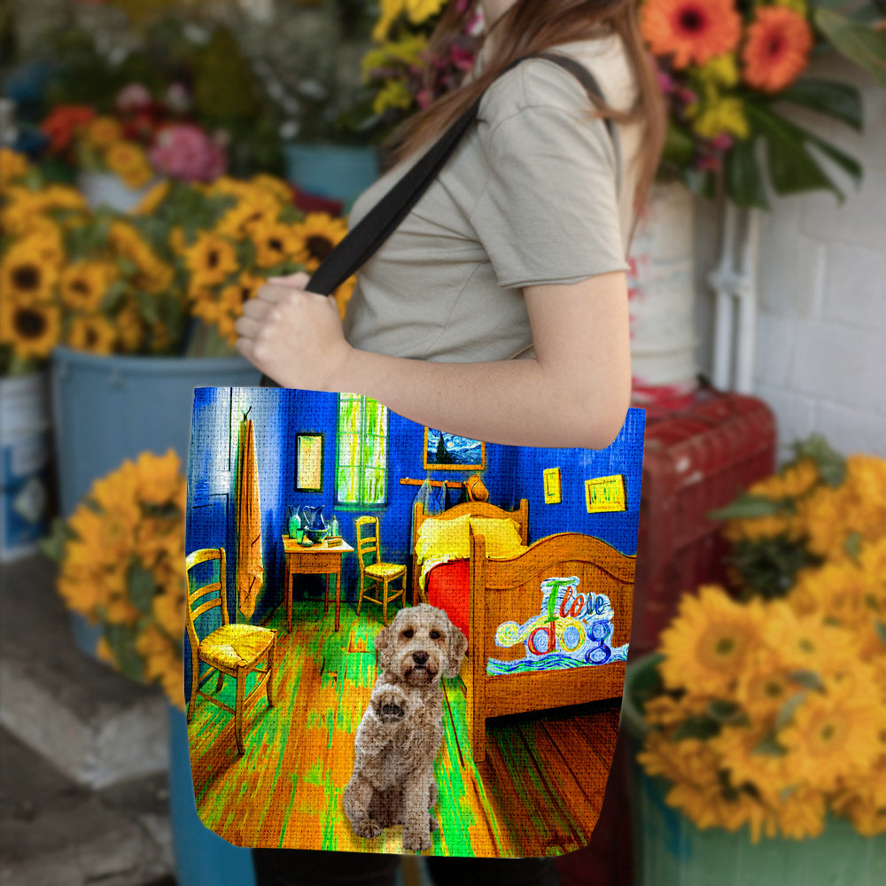 Labradoodle in the bedroom-Cloth Tote Bag