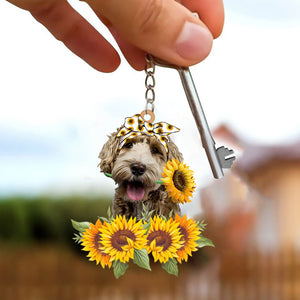 Labradoodle-Dog Mom Keychain