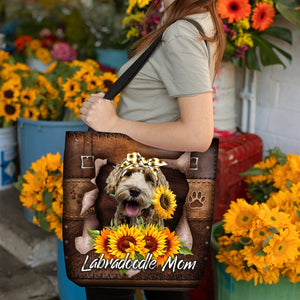 Labradoodle-Sunflower&Dog Mom Cloth Tote Bag