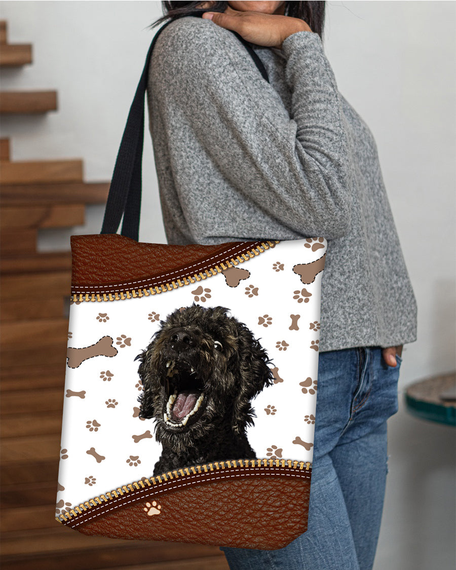 Labradoodle-Zipper Texture-Cloth Tote Bag