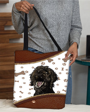 Labradoodle-Zipper Texture-Cloth Tote Bag