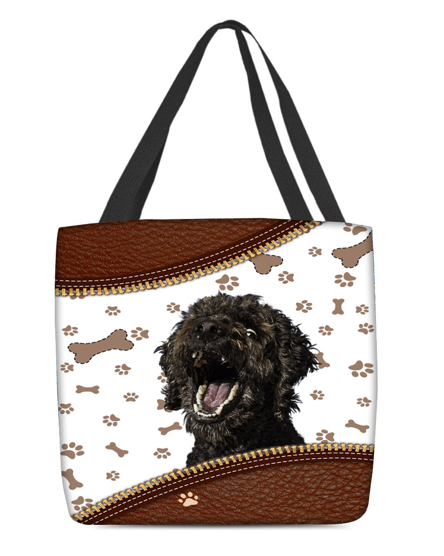Labradoodle-Zipper Texture-Cloth Tote Bag