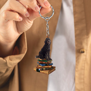 Labradoodle-Sit On The Book-Flat Acrylic Keychain