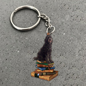 Labradoodle-Sit On The Book-Flat Acrylic Keychain