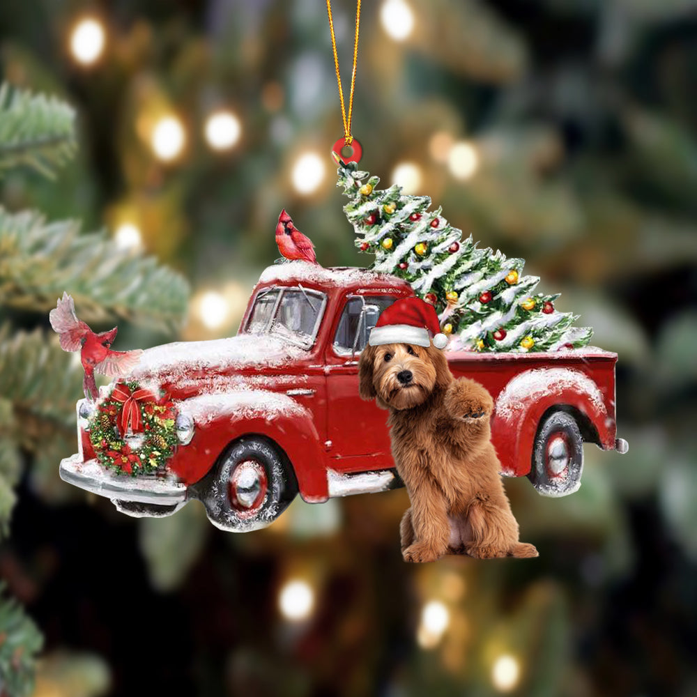 Labradoodle 3-Cardinal & Truck Two Sided Ornament