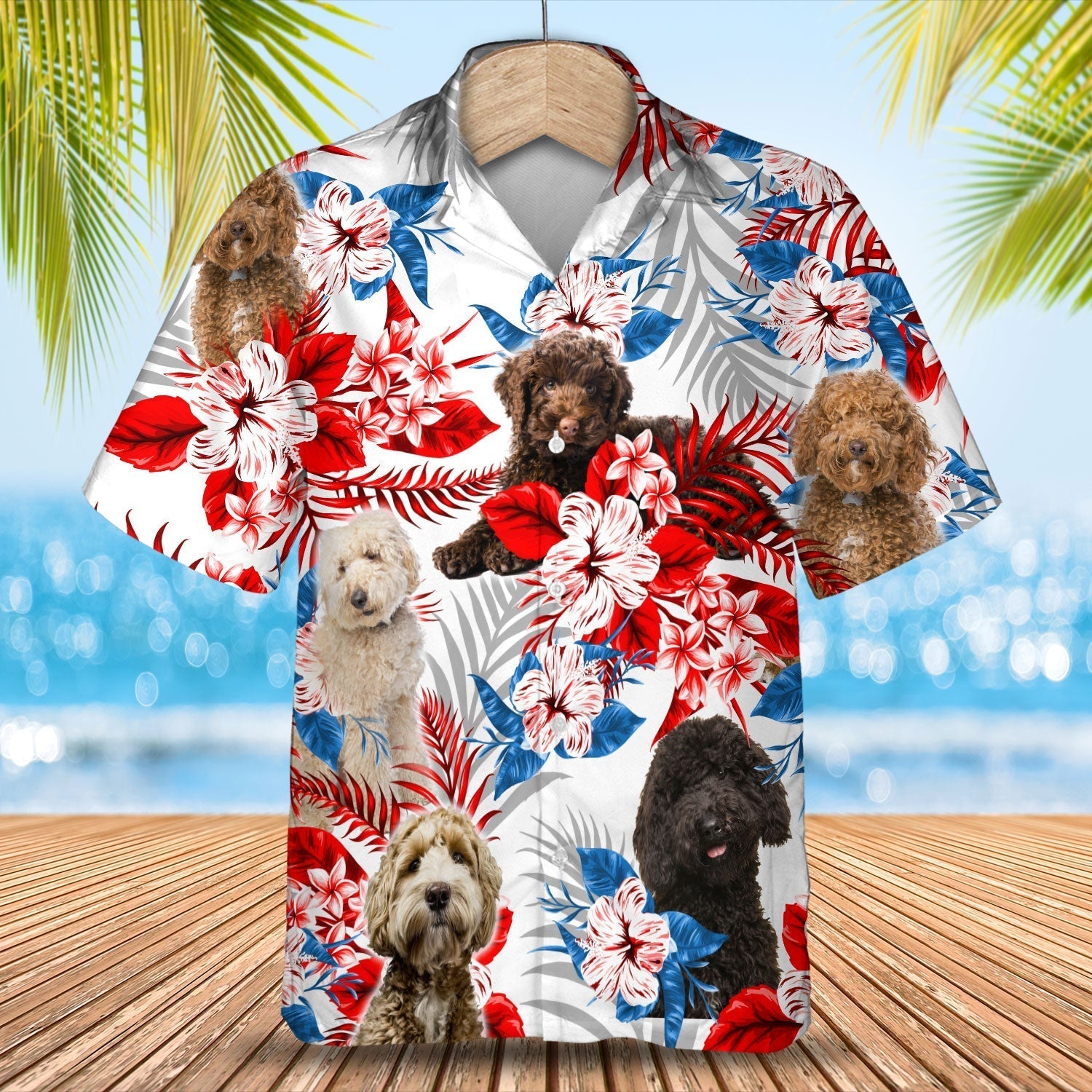 Labradoodle American Flag Hawaiian Shirt