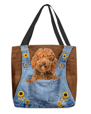 Labradoodle And Sunflower-Cloth Tote Bag