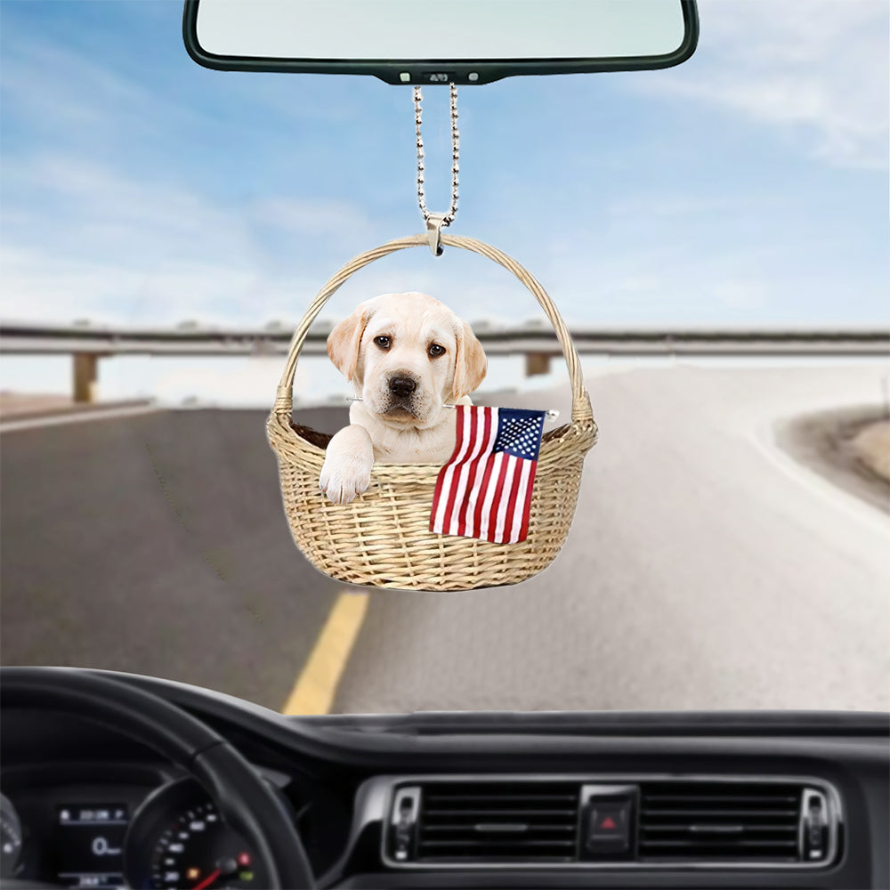 Labradoole-With American Flag Two Sides Ornament