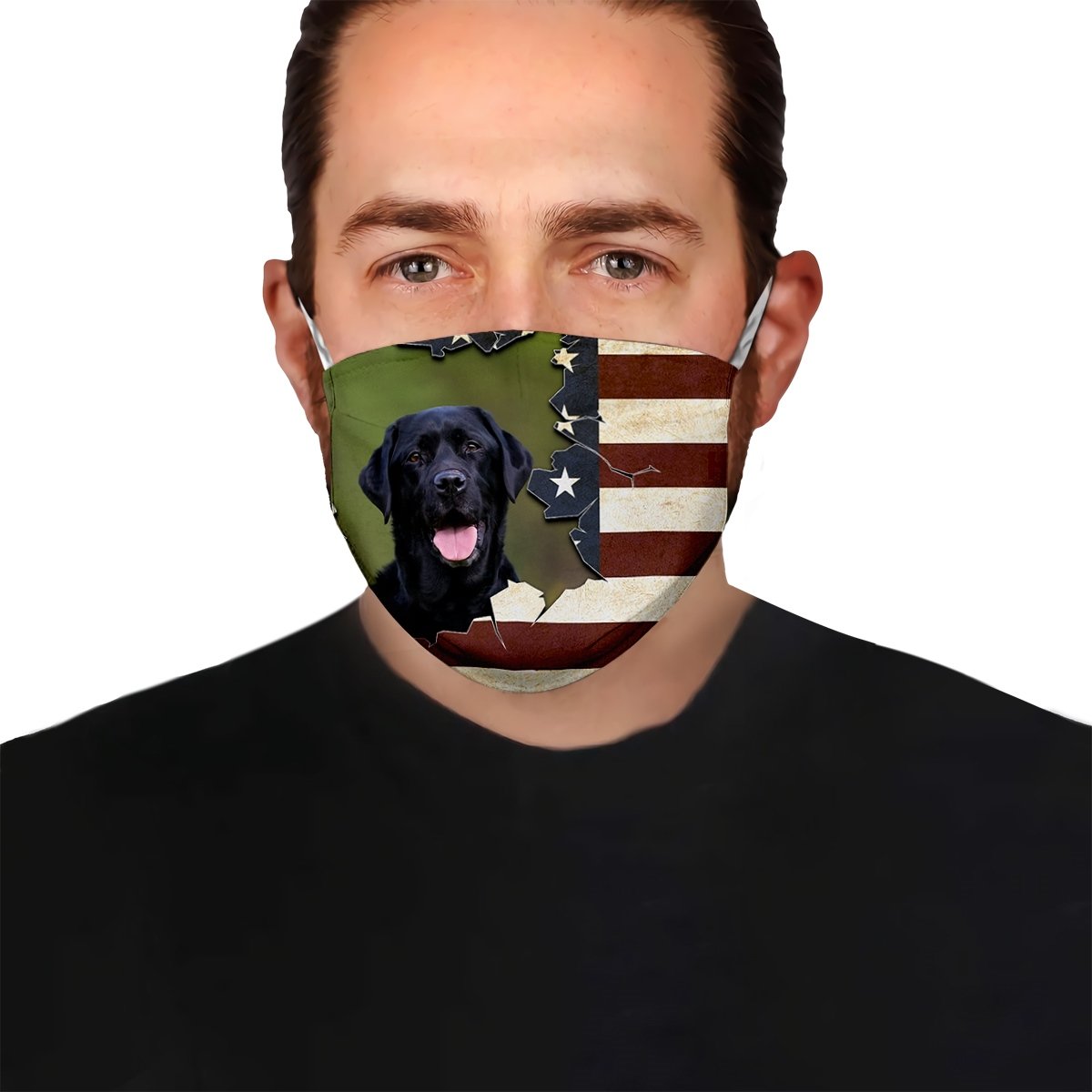 Labrador With American Flag EZ08 1006 Face Mask