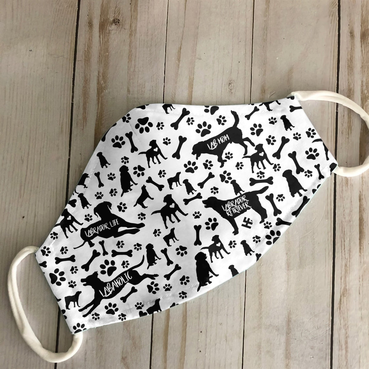 Labrador Retriever Black &amp; White Pattern EZ07 2707 Face Mask