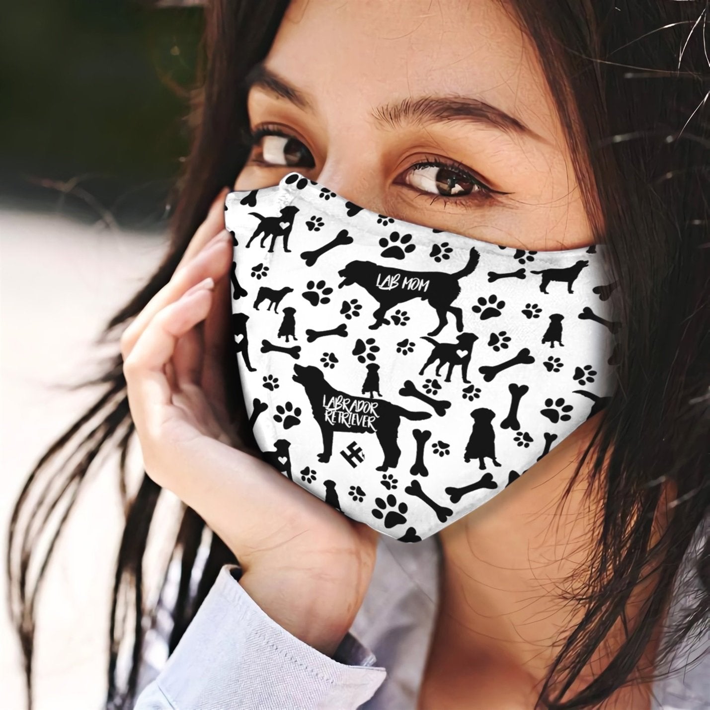 Labrador Retriever Black &amp; White Pattern EZ07 2707 Face Mask