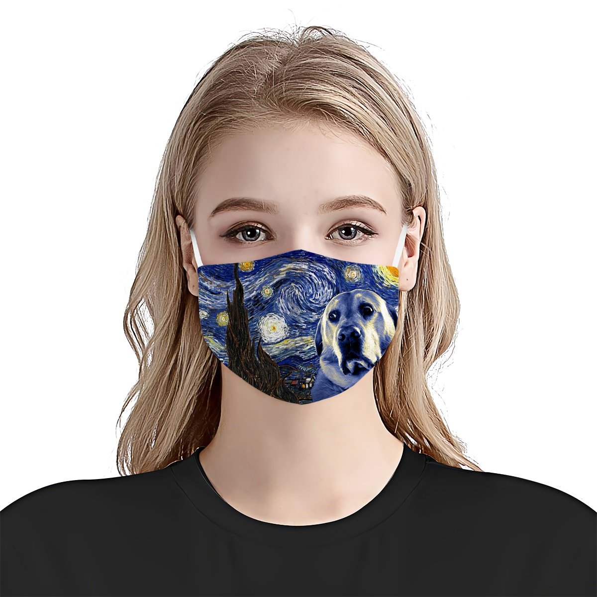 Labrador Retriever Dog Portrait Starry Night Styles EZ02 1804 Face Mask