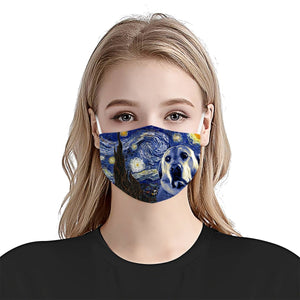 Labrador Retriever Dog Portrait Starry Night Styles EZ02 1804 Face Mask