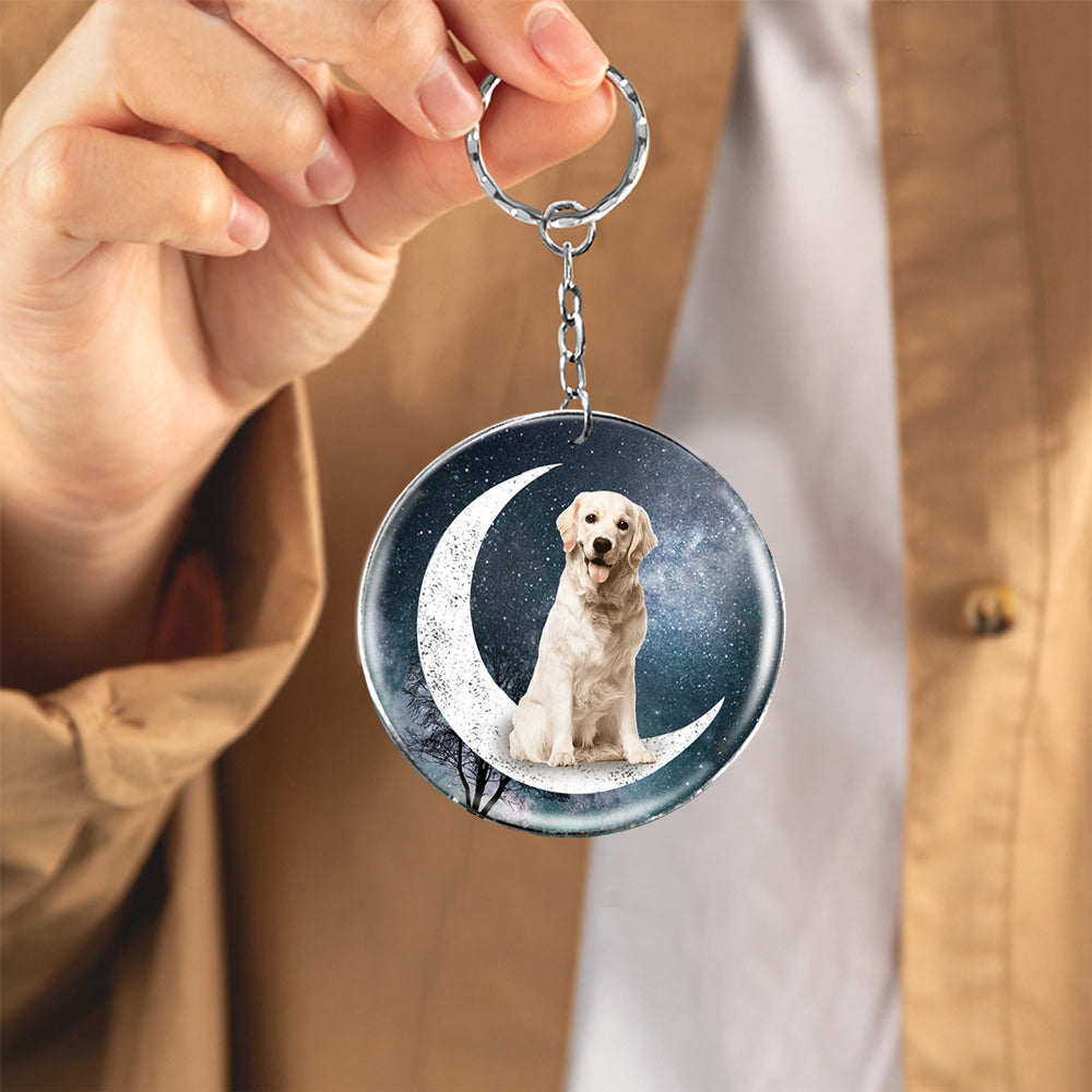 Labrador-Stars and Moon-Round Resin Epoxy Metal Keychain